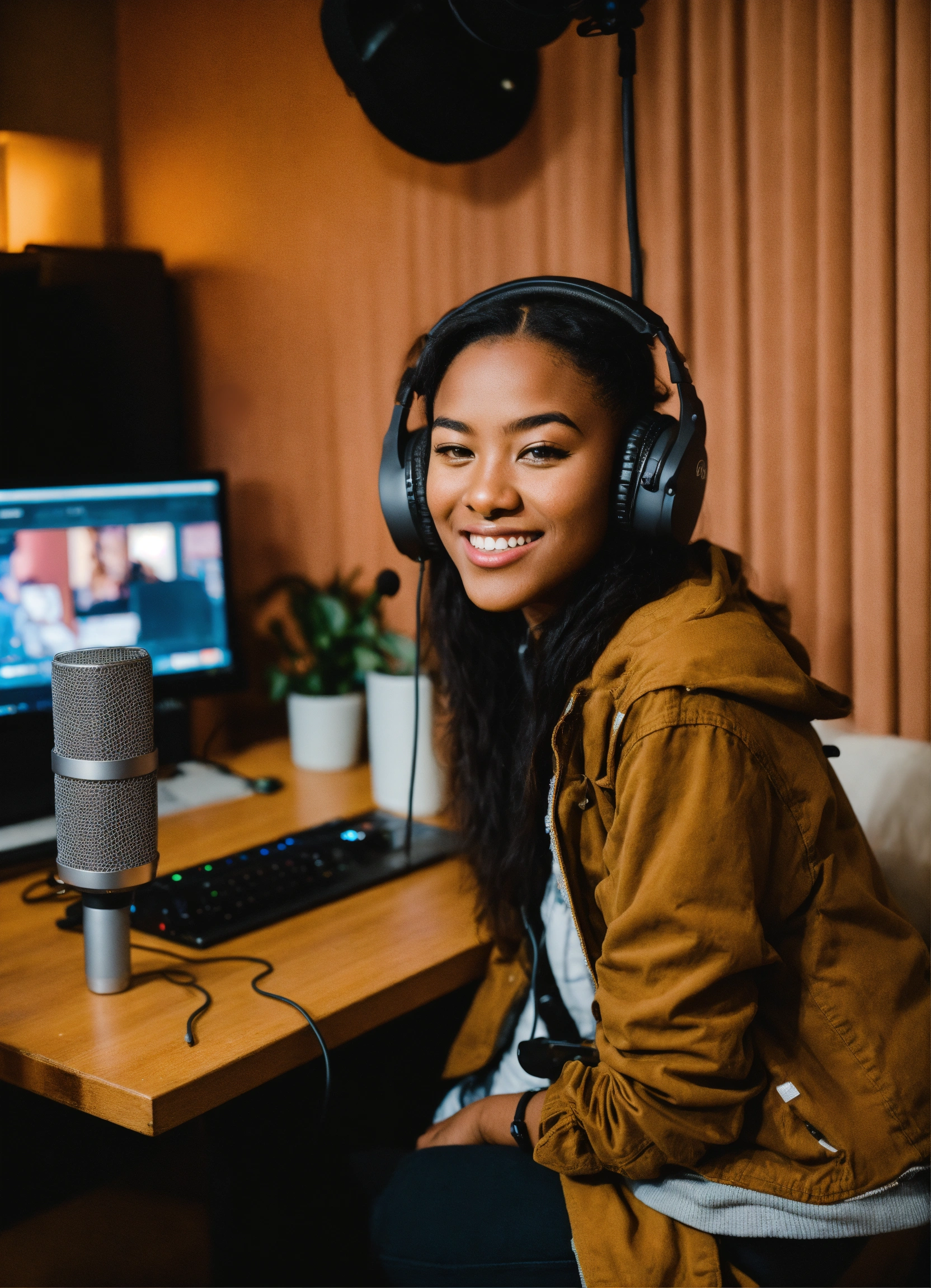 Creator recording at a desk